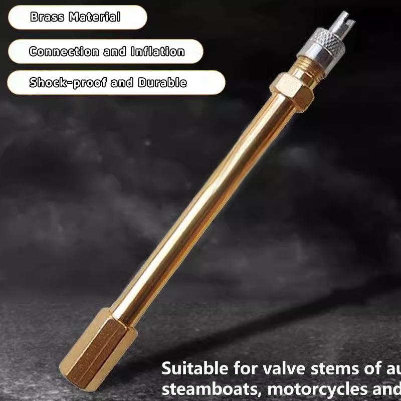 Car Tire Valve Stem Inflation Extension Rod, Pure Copper Extension Tube, Scooter Accessory, Inflation Valve Extension Rod