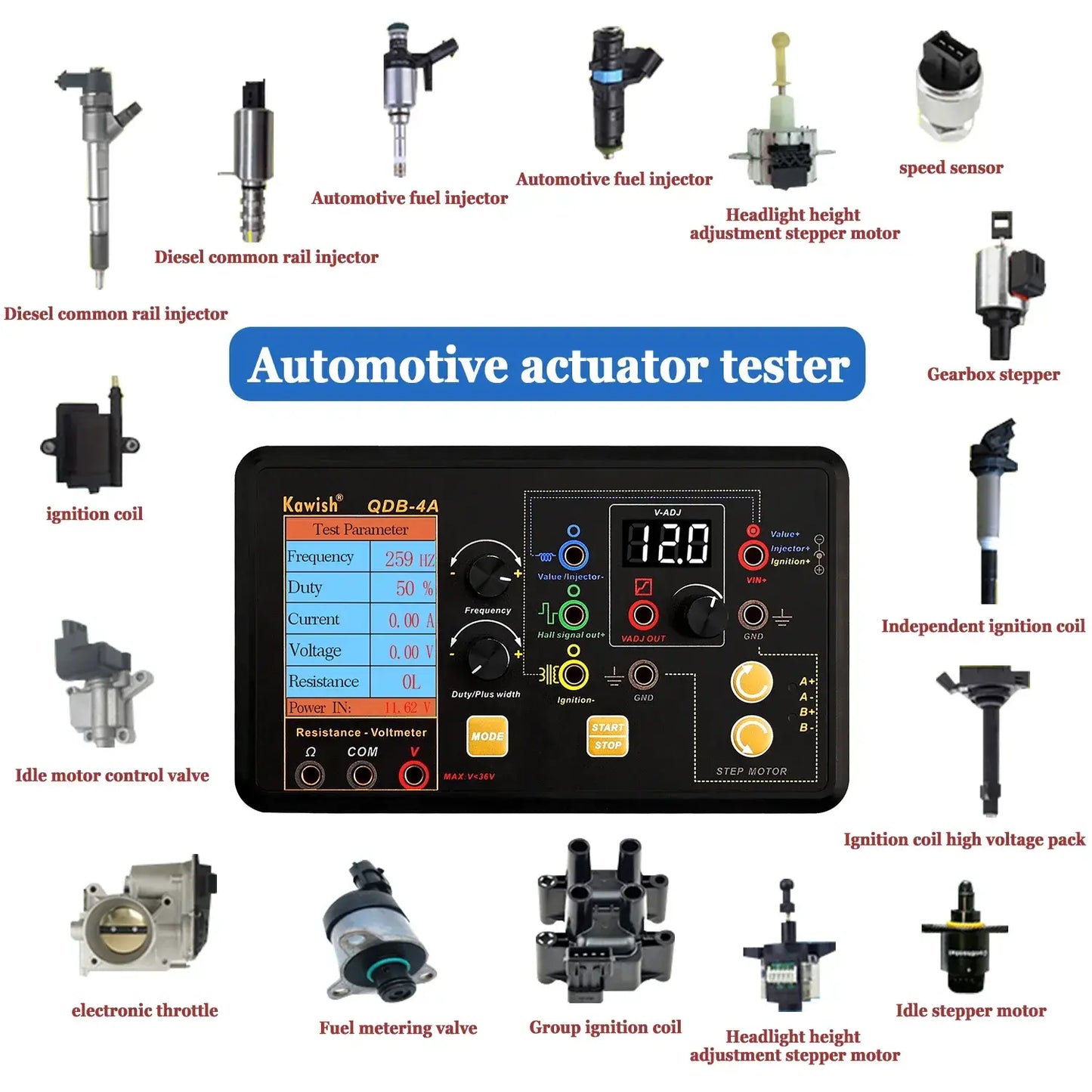 Ignition Coil Tester QDB-4A Drive Automobile Ignition Coil Tester Injector Solenoid Valves Idling Stepper Motor Instrument