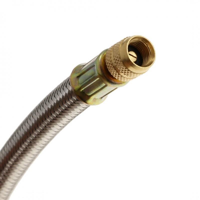 Automobile Tire Valve Stem Inflation Stainless Steel Braided Extension Tube, Copper Connector Air Guide Valve, Truck Tube Valve Stem