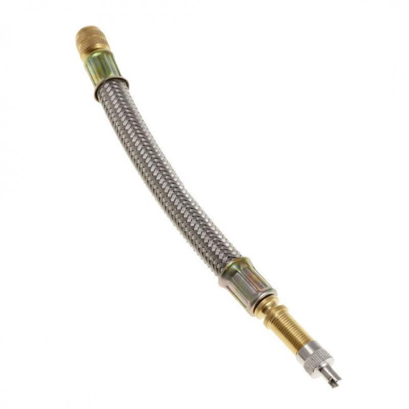 Automobile Tire Valve Stem Inflation Stainless Steel Braided Extension Tube, Copper Connector Air Guide Valve, Truck Tube Valve Stem