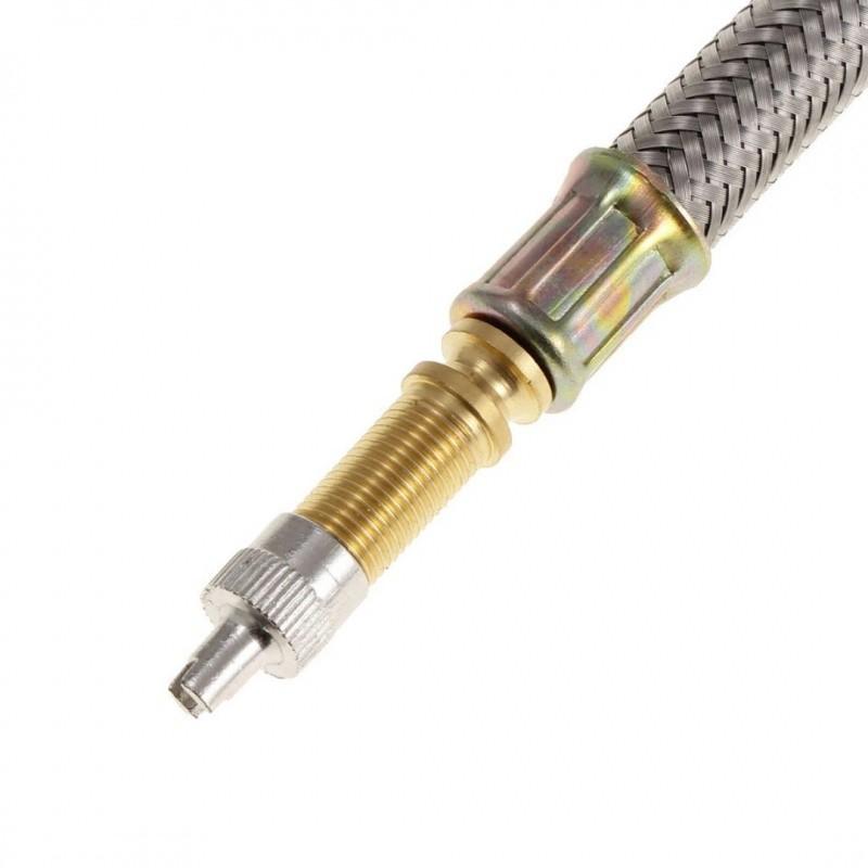 Automobile Tire Valve Stem Inflation Stainless Steel Braided Extension Tube, Copper Connector Air Guide Valve, Truck Tube Valve Stem