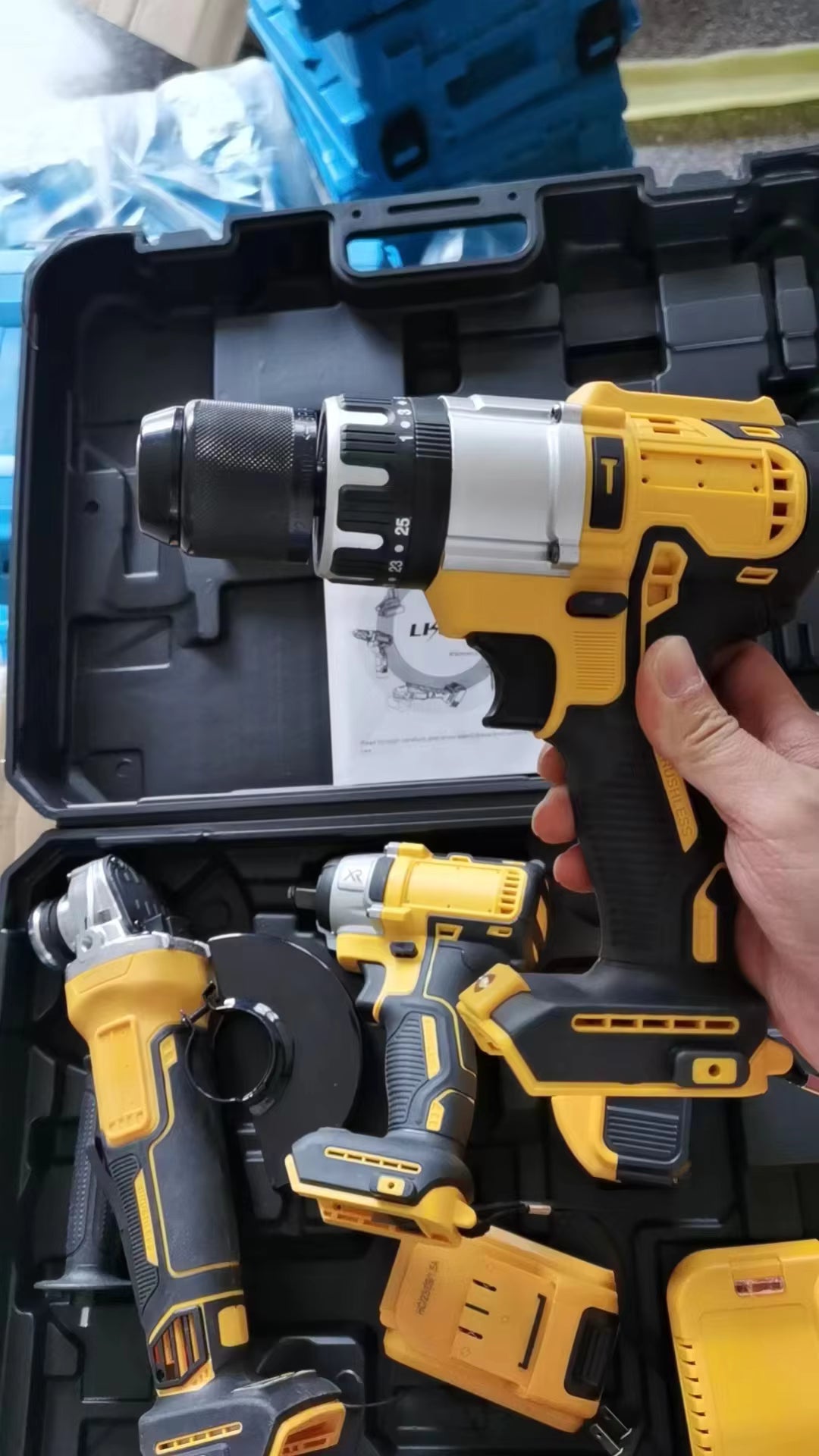Factory 3pcs Power Set Portable Impact Driver Combo Kit Cordless Lithium Battery Electric Tool Hand Drill Angle Grinder Wrench
